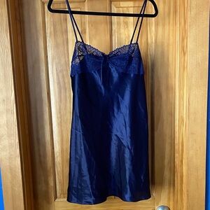 Sexy Navy Satin Lace Negligée - Women Intimates